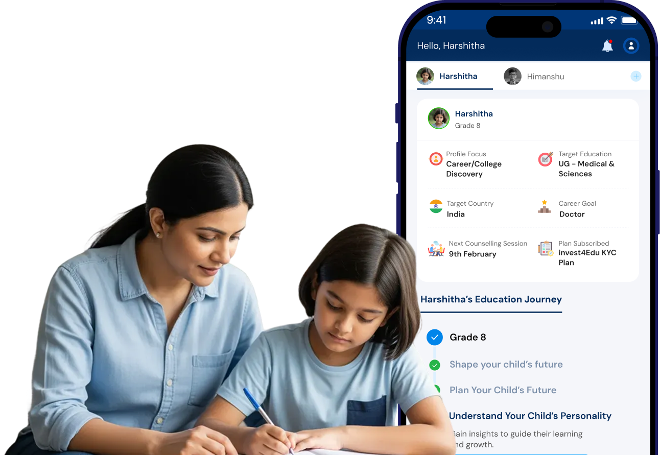 Mother helping child with education planning